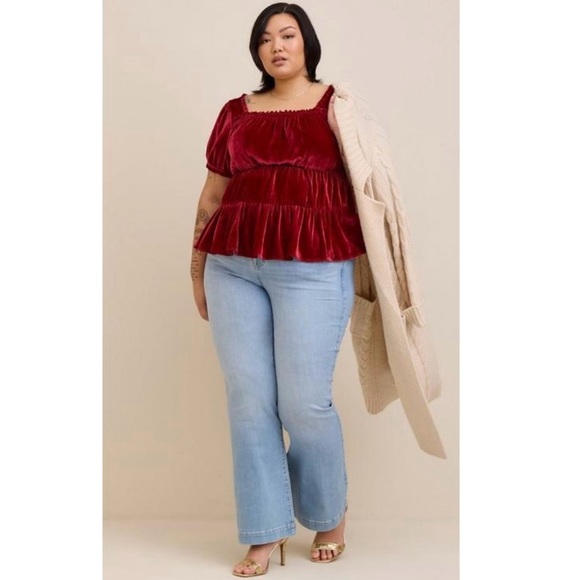 Torrid Babydoll Velvet Tiered Top - Picture 7 of 8